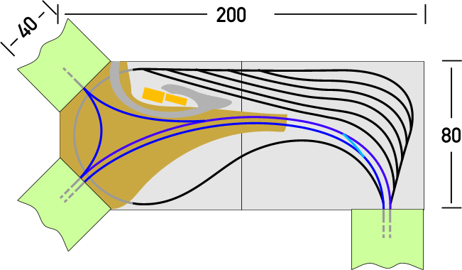 Gleisplan Wendemodul mit Schattenbahnhof