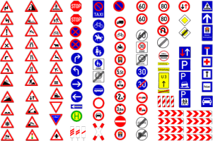 Verkehrsschilder zum Ausschneiden im Maßstab 1:160