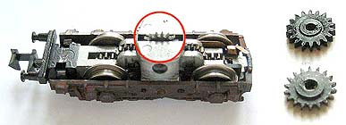 Drehgestell und Zahnrder der Trix E44